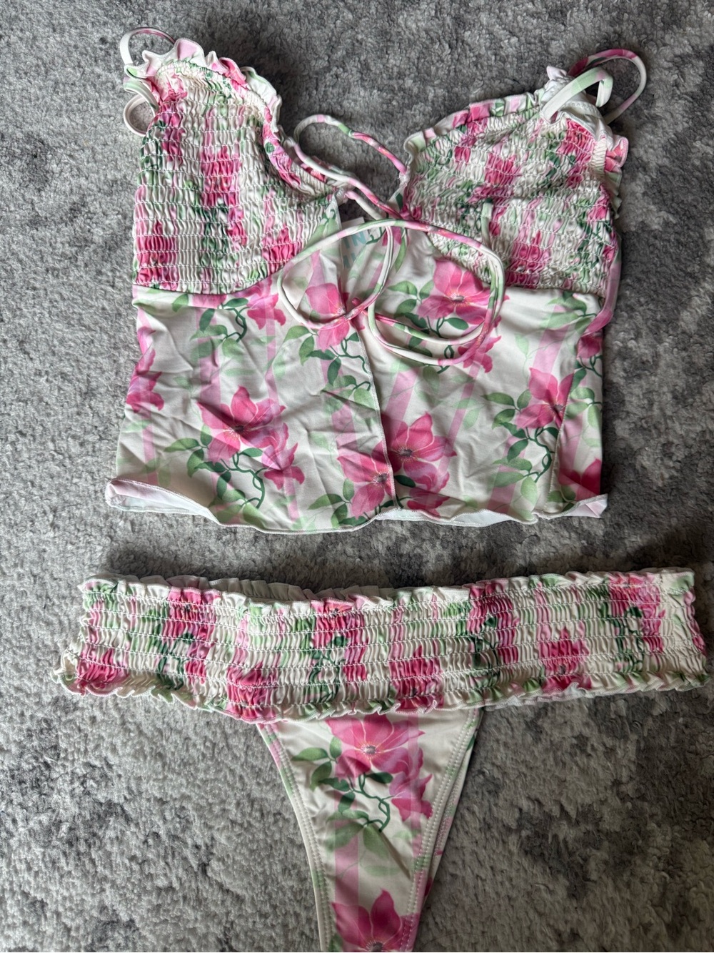 Floral Tie-Front Bralette & Bikini Set - Pink Floral - Picture 5 of 8
